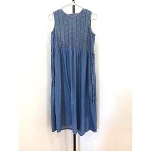 Karin Stevens 4 Sleeveless Denim Dress with Embroidered Floral Detail